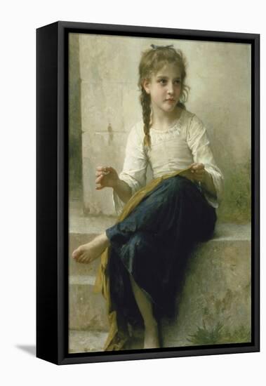 Little Girl Sewing, 1898-William Adolphe Bouguereau-Framed Stretched Canvas