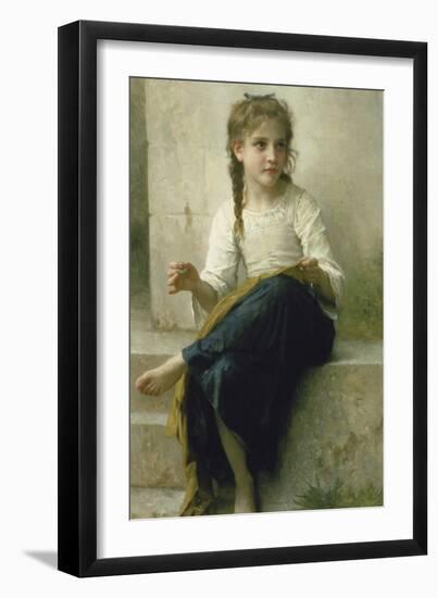 Little Girl Sewing, 1898-William Adolphe Bouguereau-Framed Premium Giclee Print