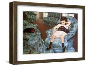 Little Girl Sitting in Blue Arm Chair-Mary Cassatt-Framed Giclee Print