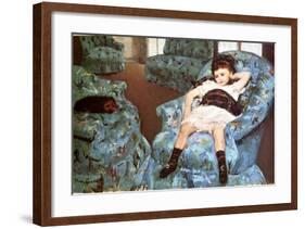 Little Girl Sitting in Blue Arm Chair-Mary Cassatt-Framed Giclee Print