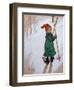 Little Girl Skiing, 1897 watercolor on paper-Carl Larsson-Framed Giclee Print