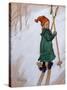 Little Girl Skiing, 1897 watercolor on paper-Carl Larsson-Stretched Canvas
