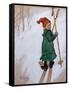 Little Girl Skiing, 1897 watercolor on paper-Carl Larsson-Framed Stretched Canvas