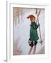 Little Girl Skiing, 1897 watercolor on paper-Carl Larsson-Framed Giclee Print