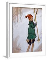 Little Girl Skiing, 1897 watercolor on paper-Carl Larsson-Framed Giclee Print