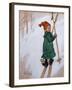 Little Girl Skiing, 1897 watercolor on paper-Carl Larsson-Framed Giclee Print