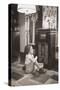 Little Girl Smiles as She Enjoys a Radio Program in the 1930s-null-Stretched Canvas