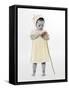 Little Girl Standing Holding a Sunflower-Nora Hernandez-Framed Stretched Canvas