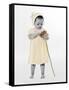 Little Girl Standing Holding a Sunflower-Nora Hernandez-Framed Stretched Canvas