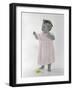 Little Girl Standing with Ring of Flowers on Head Holding Another Flower-Nora Hernandez-Framed Giclee Print