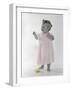 Little Girl Standing with Ring of Flowers on Head Holding Another Flower-Nora Hernandez-Framed Giclee Print