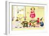 Little Girl Watching Parade of Toys-null-Framed Art Print