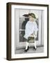 Little Girl Wearing Had and Holding Purse Standing in Front of a Door-Nora Hernandez-Framed Giclee Print