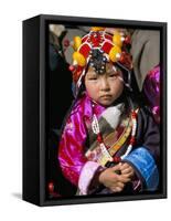 Little Girl Wearing Traditional Amber Jewellery at Yushu, Qinghai Province, China-Occidor Ltd-Framed Stretched Canvas