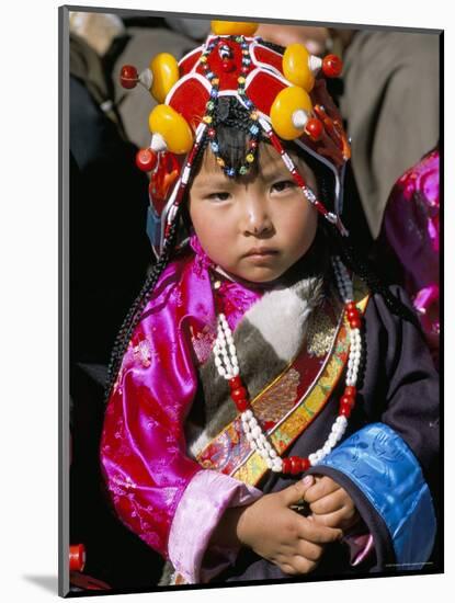 Little Girl Wearing Traditional Amber Jewellery at Yushu, Qinghai Province, China-Occidor Ltd-Mounted Photographic Print