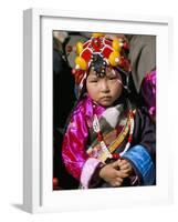 Little Girl Wearing Traditional Amber Jewellery at Yushu, Qinghai Province, China-Occidor Ltd-Framed Photographic Print