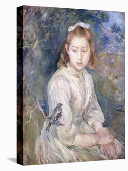 Little Girl with a Bird, 1891-Berthe Morisot-Stretched Canvas