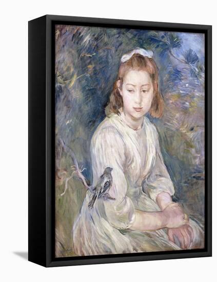 Little Girl with a Bird (Petite Fille a l'Oiseau). 1891-Berthe Morisot-Framed Stretched Canvas