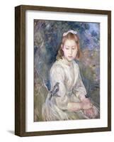 Little Girl with a Bird (Petite Fille a l'Oiseau). 1891-Berthe Morisot-Framed Giclee Print