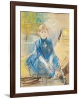 Little Girl with a Blue Jersey, 1886 (Pastel on Canvas)-Berthe Morisot-Framed Giclee Print