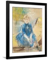 Little Girl with a Blue Jersey, 1886 (Pastel on Canvas)-Berthe Morisot-Framed Giclee Print