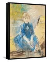 Little Girl with a Blue Jersey, 1886 (Pastel on Canvas)-Berthe Morisot-Framed Stretched Canvas