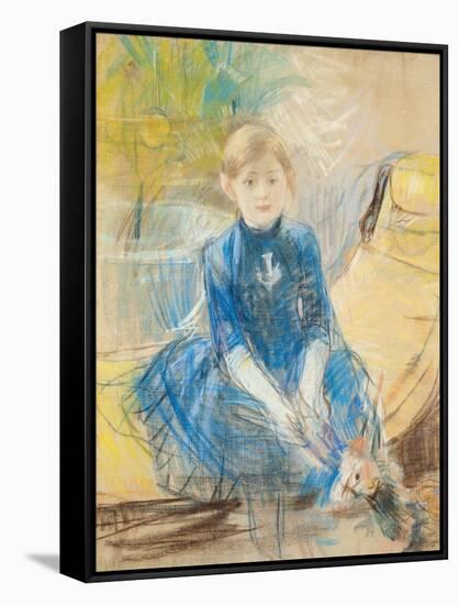 Little Girl with a Blue Jersey, 1886 (Pastel on Canvas)-Berthe Morisot-Framed Stretched Canvas
