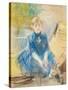 Little Girl with a Blue Jersey, 1886 (Pastel on Canvas)-Berthe Morisot-Stretched Canvas