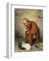 Little Girl with a Rabbit-Hermann Kaulbach-Framed Giclee Print