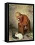 Little Girl with a Rabbit-Hermann Kaulbach-Framed Stretched Canvas