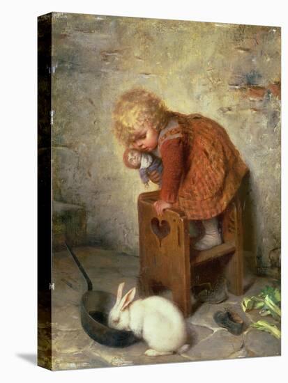 Little Girl with a Rabbit-Hermann Kaulbach-Stretched Canvas