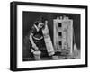 Little Girl with a Toy House Cleaning Kit-Walter Sanders-Framed Photographic Print