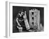 Little Girl with a Toy House Cleaning Kit-Walter Sanders-Framed Photographic Print