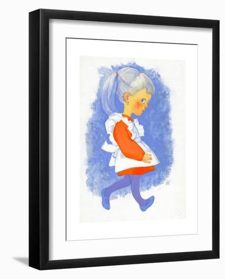 Little Girl with Apron, 1970s-George Adamson-Framed Giclee Print