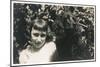 Little Girl with Black Spaniel Dog-null-Mounted Photographic Print