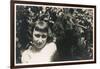 Little Girl with Black Spaniel Dog-null-Framed Photographic Print