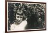 Little Girl with Black Spaniel Dog-null-Framed Photographic Print