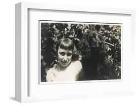 Little Girl with Black Spaniel Dog-null-Framed Photographic Print