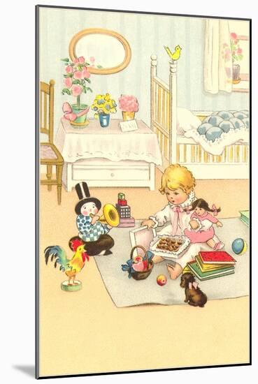 Little Girl with Box of Candy-null-Mounted Art Print