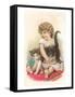 Little Girl with Cat-null-Framed Stretched Canvas