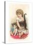 Little Girl with Cat-null-Stretched Canvas