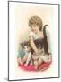 Little Girl with Cat-null-Mounted Art Print