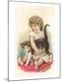 Little Girl with Cat-null-Mounted Art Print