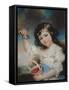 Little Girl with Cherries (Pastel on Paper)-John Russell-Framed Stretched Canvas