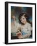 Little Girl with Cherries (Pastel on Paper)-John Russell-Framed Giclee Print