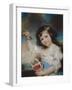 Little Girl with Cherries (Pastel on Paper)-John Russell-Framed Giclee Print