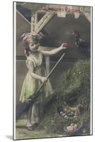 Little Girl with Coloured Eggs in a Poultry Yard-null-Mounted Photographic Print