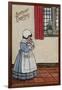 Little Girl with Doll on a Birthday Postcard-null-Framed Art Print