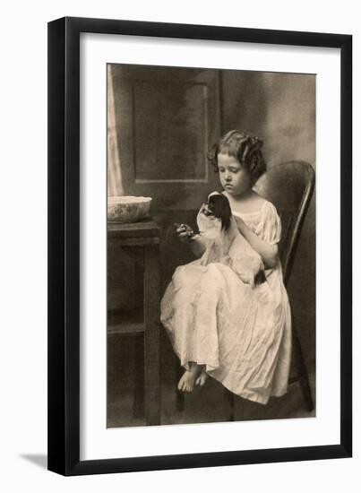 Little Girl with King Charles Spaniel-null-Framed Photographic Print