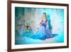 Little Girl with Mother in Princess Dress on a Background of a Winter Fairy Tale. Baby and Mom Snow-Miramiska-Framed Photographic Print